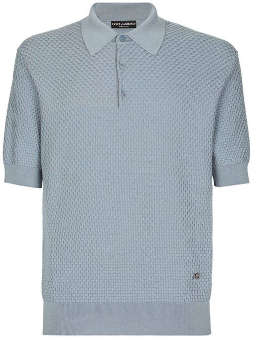 waffle-knit short-sleeved polo shirt DOLCE&GABBANA | GXM72TJEMF7B1932